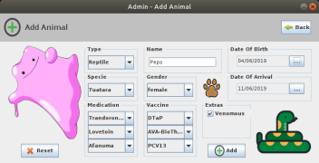 Add Animals Panel